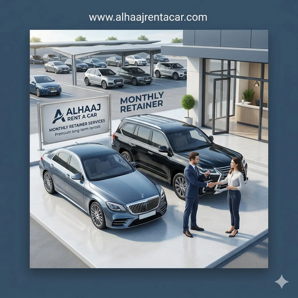 Monthly retainer car rental service for corporate clients in Lahore by Al Haaj Rent A Car.